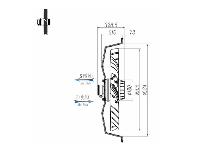 Wentylator osiowy ssący 910 mm
