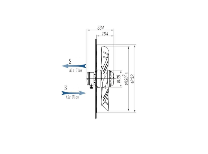 Wentylator osiowy ssący 630 mm E